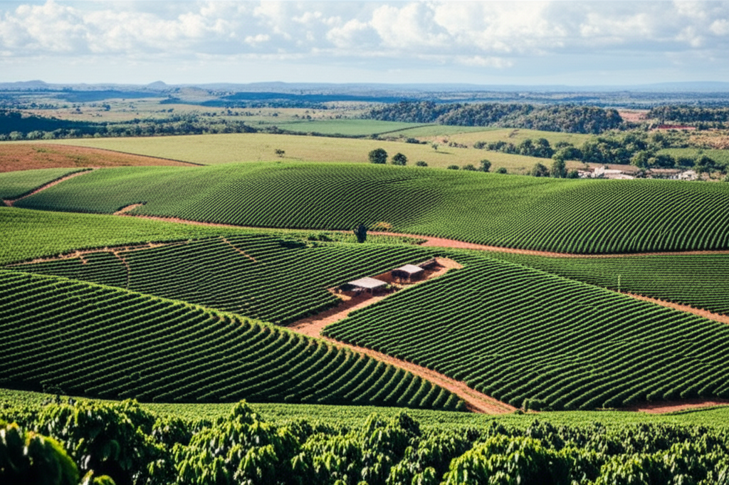 Scenic view of a coffee plantation in Chapada de Minas.
